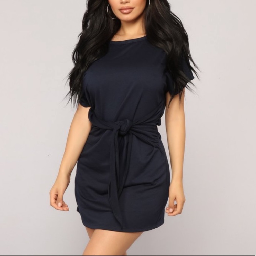 Navy tie dress